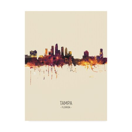Trademark Fine Art Michael Tompsett 'Tampa Florida Skyline Portrait III' Canvas Art, 14x19 MT02936-C1419GG